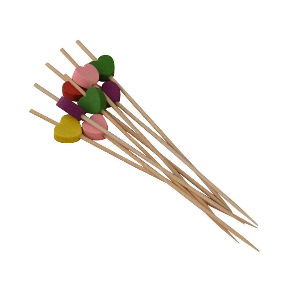 AILEXI Cocktail Sticks 100 Counts Wooden Toothpicks Party Supplies Frill Finger Food Fruits Sandwich Nibbles - Multicolors Hearts - Image 3