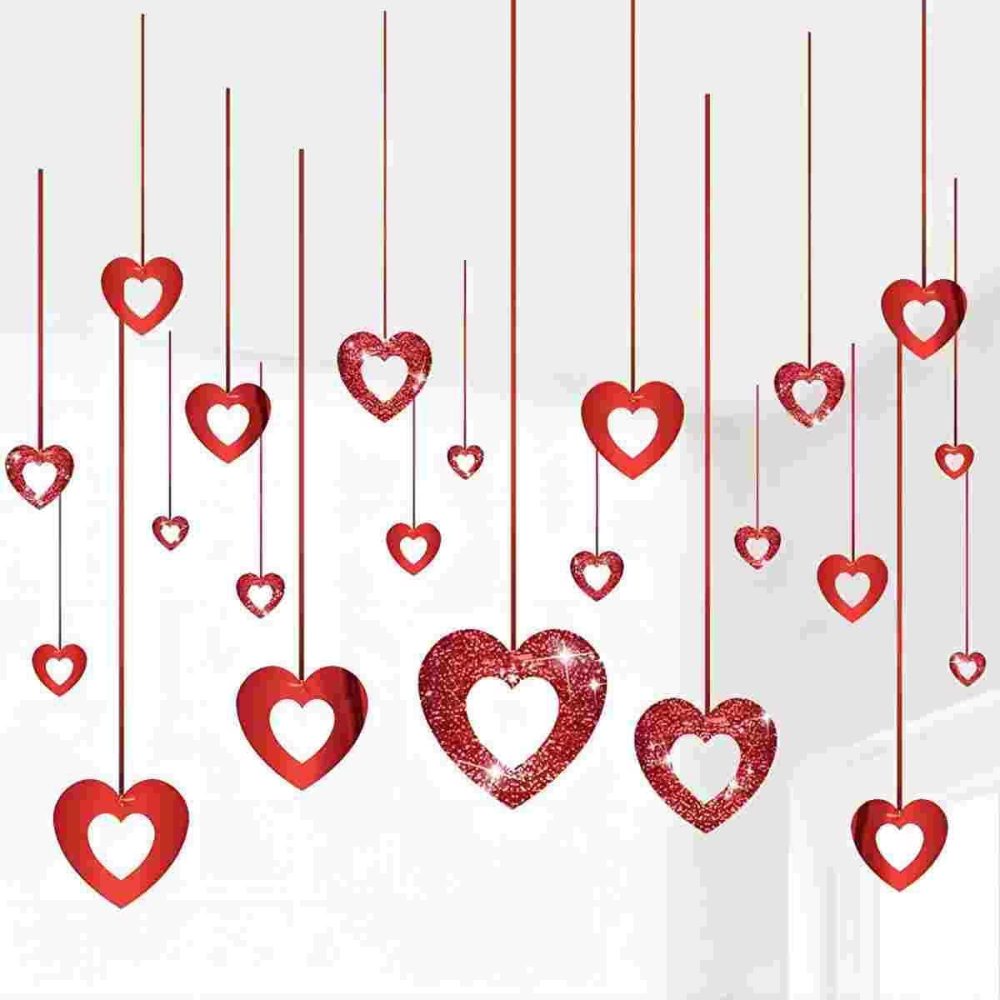 40pcs Red Heart Hanging Decorations Probuk Heart Hanging Streamer Banners, Hanging Red Heart Swirls for Valentines Day Party Decorations, Engagement, Wedding, Anniversary, Birthday Party Decorations - Image 3