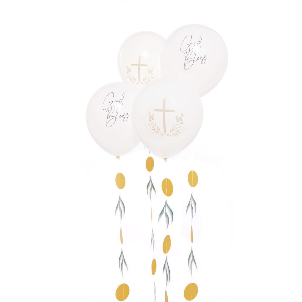 Amscan 9915641 Botanic Cross Godbless Balloon Kit- 4 Pack