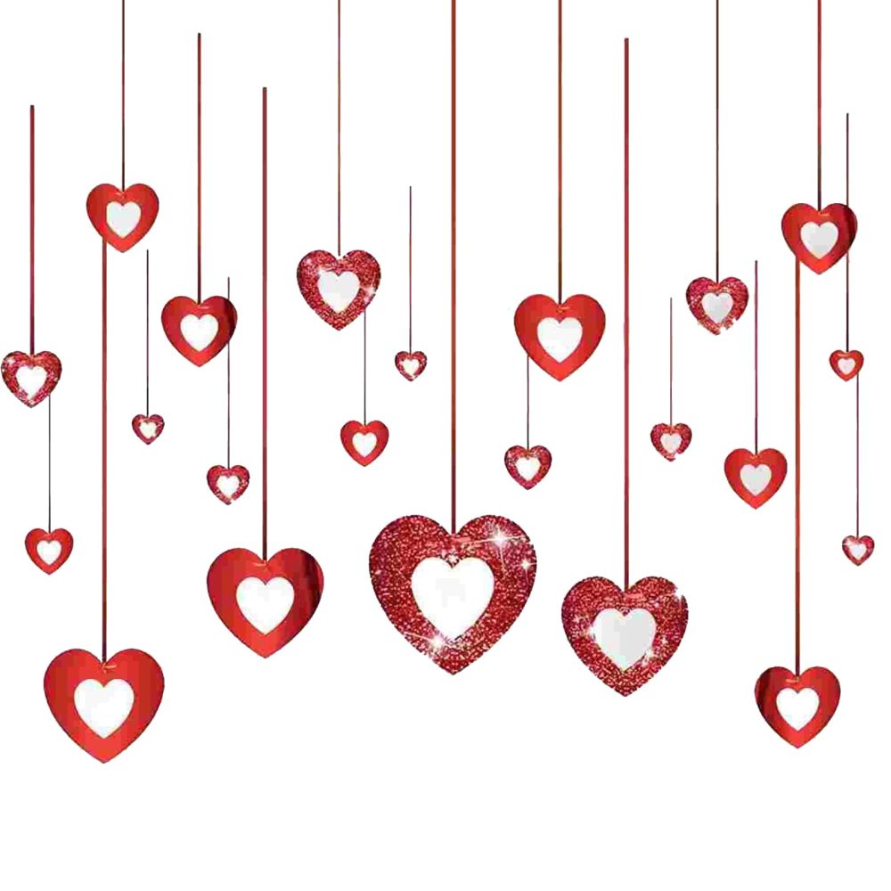 40pcs Red Heart Hanging Decorations Probuk Heart Hanging Streamer Banners, Hanging Red Heart Swirls for Valentines Day Party Decorations, Engagement, Wedding, Anniversary, Birthday Party Decorations - Image 2