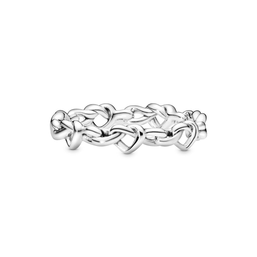 PANDORA Moments Women's Sterling Silver Knotted Hearts Ring, Size 56, With Gift Box - Image 7