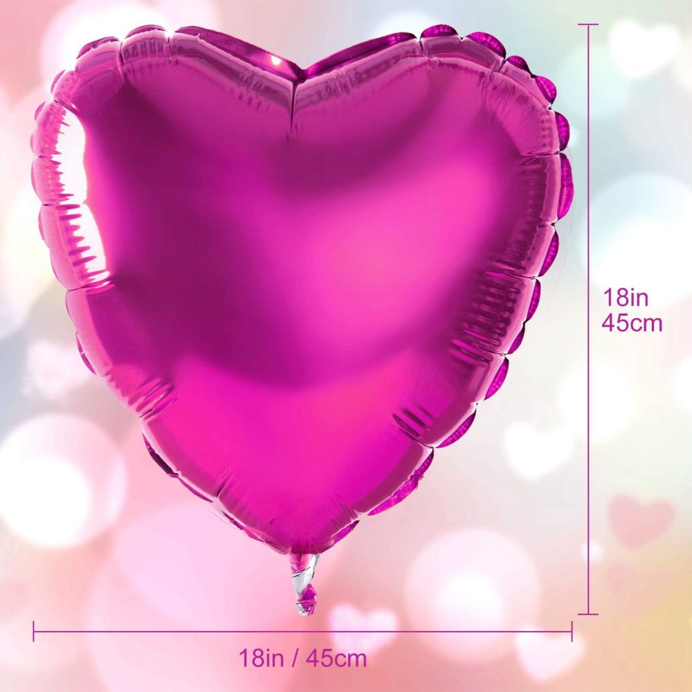 ASTARON 30 Pcs Red Pink Heart Balloons for Valentines Day Decor Accessories, 18 In Large Heart Balloons Foil Rose Red Heart Balloons for Romantic Night Wedding Bridal Shower Decorations - Image 4