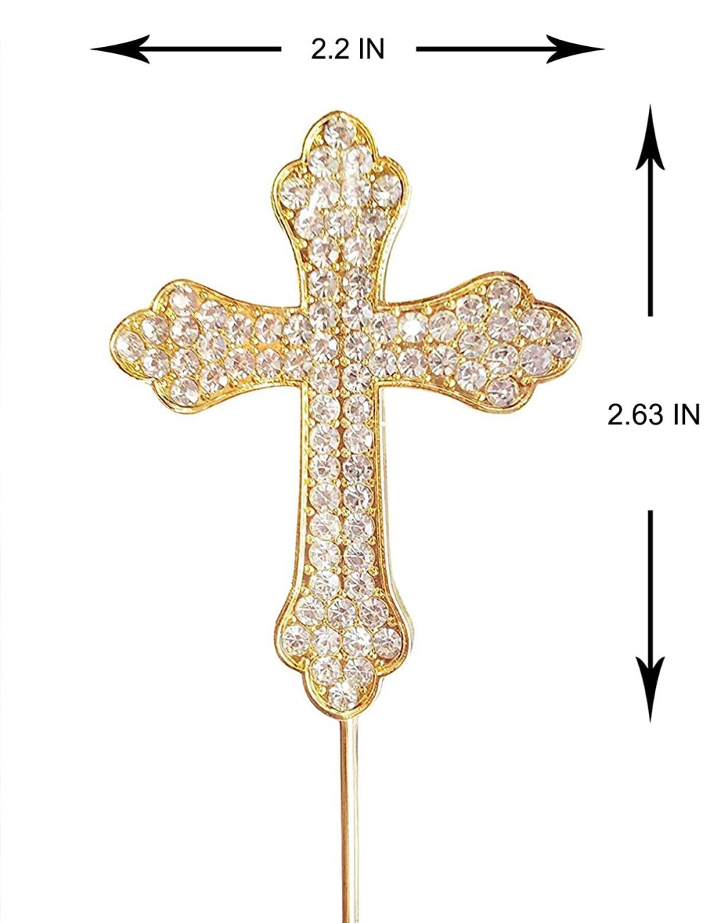 LOVENJOY Fancy Rhinestone Cross Cake Topper Gold for Baptism Christening First Communion Confirmation (2.2 Inches Wide) - Image 3