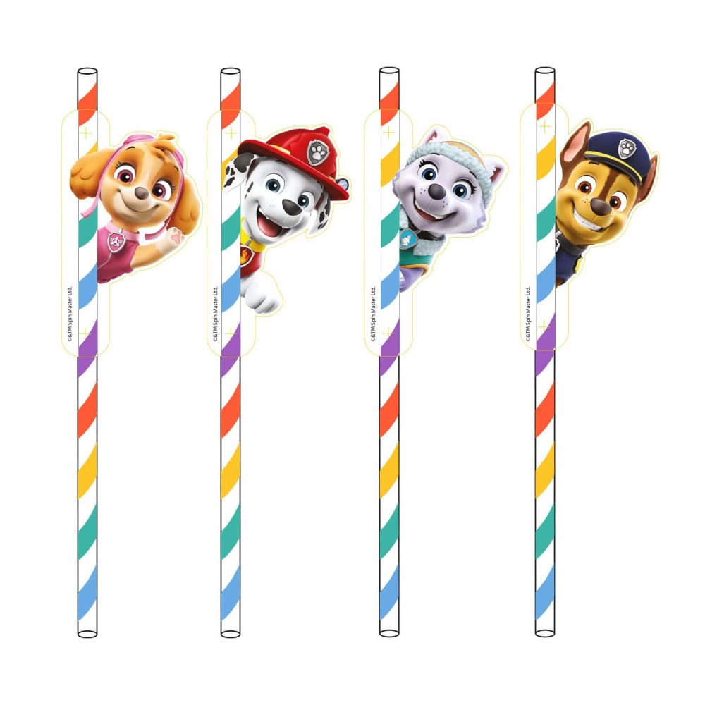 Amscan 9914525 Paw Patrol Paper Straws 2022-8 Pack