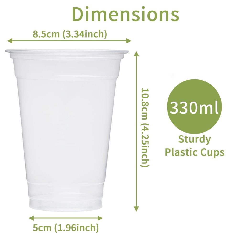 Vatzon Plastic Cups - Pack of 50 Premium Quality Disposable Cups 330 ML PET Clear Drinking Glasses for Beer, Pool Party, Picnic and BBQ - Image 5