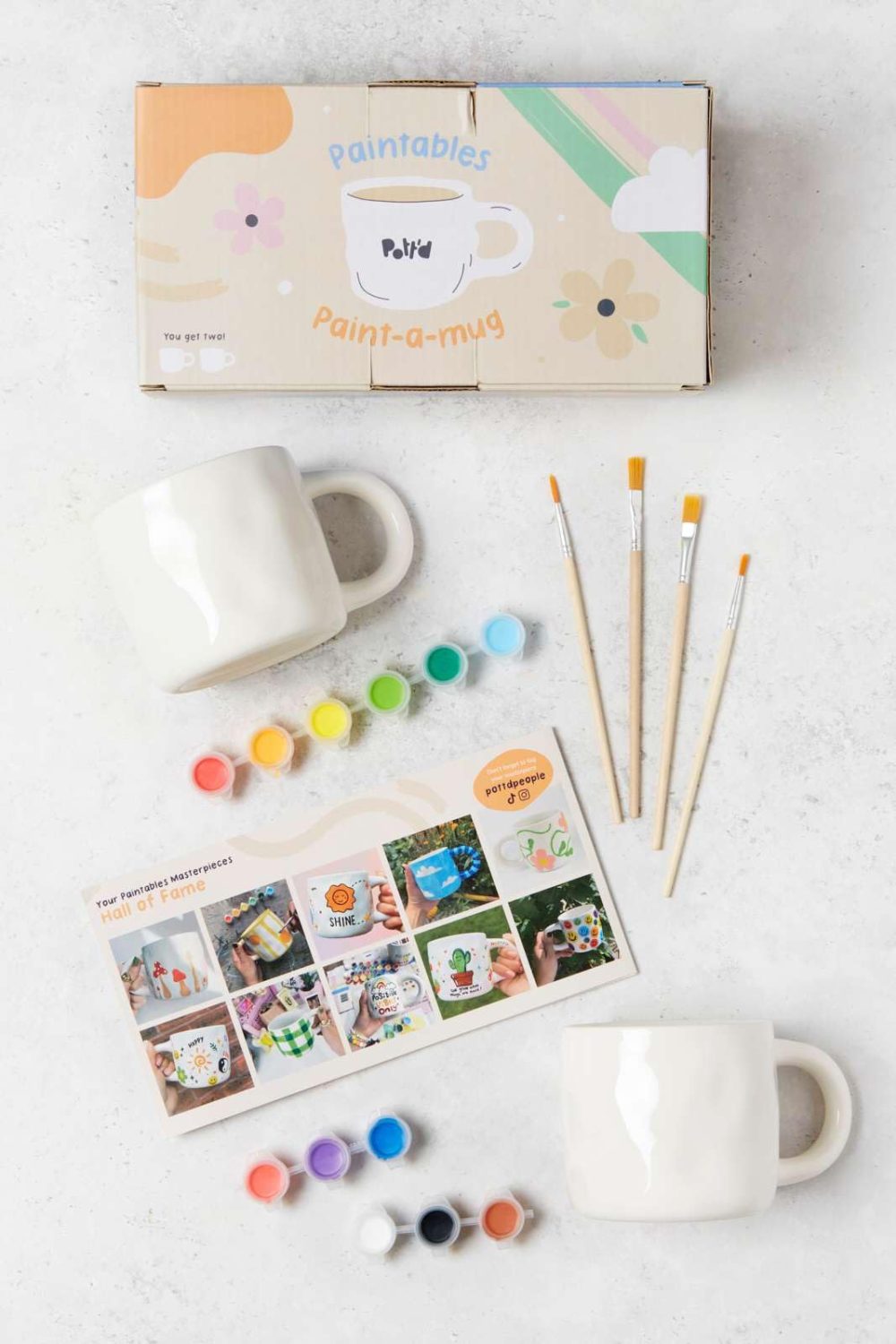 Pott'd Paintables Paint-a-Mug Kit Double Pottery Painting Kit for Adults Ceramic Painting Kit Includes Mugs, Paints, Brushes and Painting Inspiration Guide - Image 5