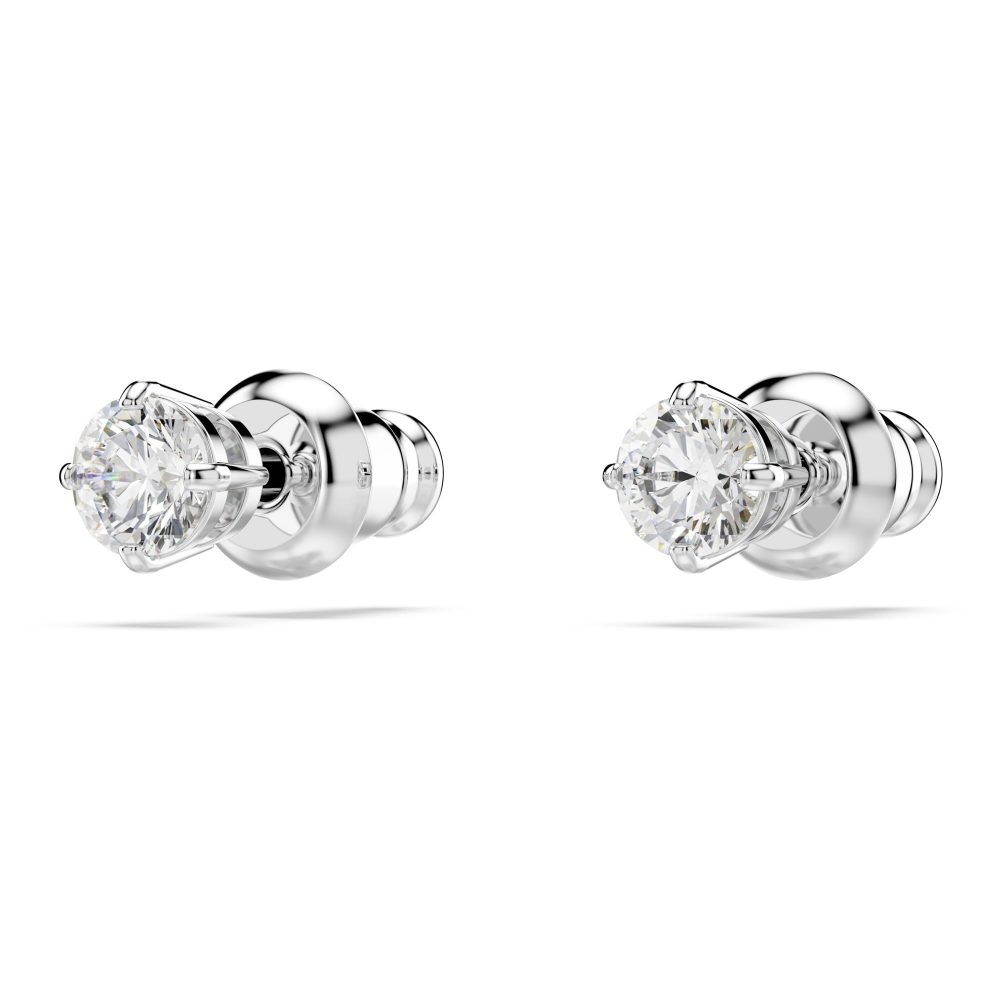 Swarovski Attract stud earrings, Round cut, Small, White, Rhodium plated - Image 5