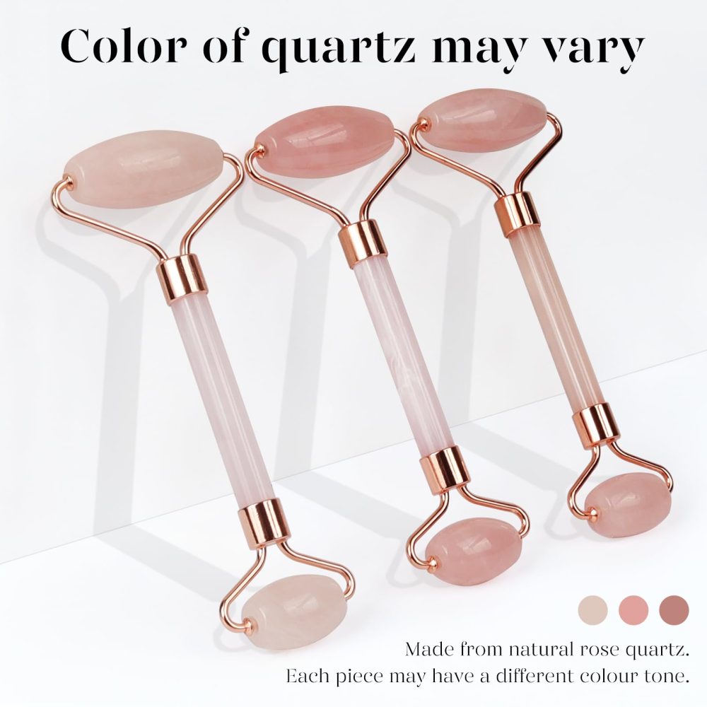 BAIMEI Gua Sha & Jade Roller,Gua Sha Stone, Guasha Tool face, Self Care Gift for Women and Men, Massager for Face, Eyes, Neck, Face Care, Christmas Day Gift - Rose Quartz - Image 7