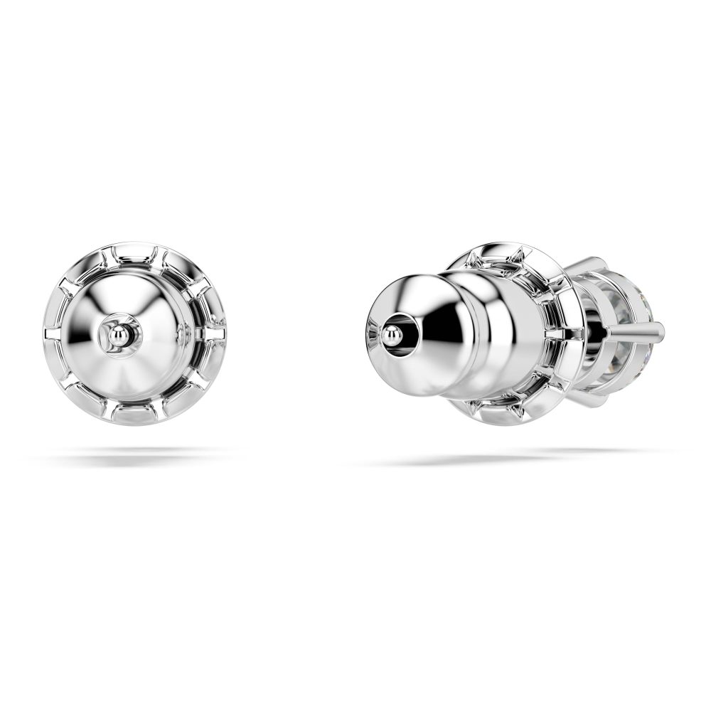 Swarovski Attract stud earrings, Round cut, Small, White, Rhodium plated - Image 4