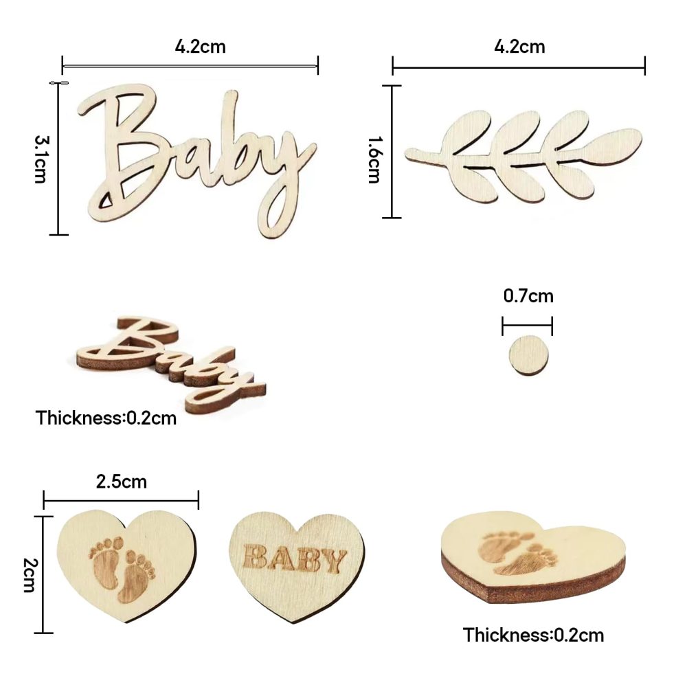 70 Pcs Baby Shower Table Decorations, Wooden Baby Shower Confetti, Wooden Rustic Neutral Table Confetti, Baby Confetti Table Decorations, for Boys Girls Baby Shower Birthday Party Decoration - Image 7