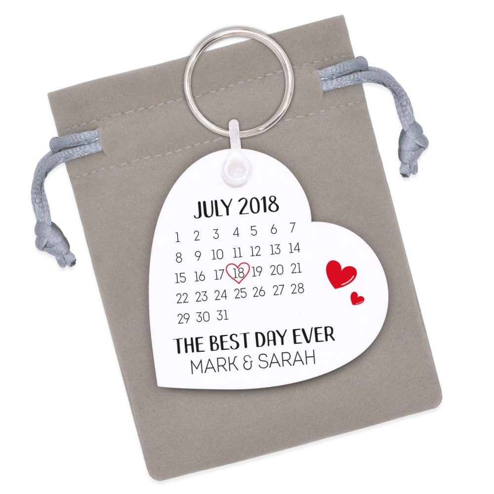 Valentines Day Gifts For Him Or Her - Personalised Sentimental Date Calendar Keyring Valentines Gifts For Boyfriend, Girlfriend, Husband Or Wife - With Grey Bag - Image 7