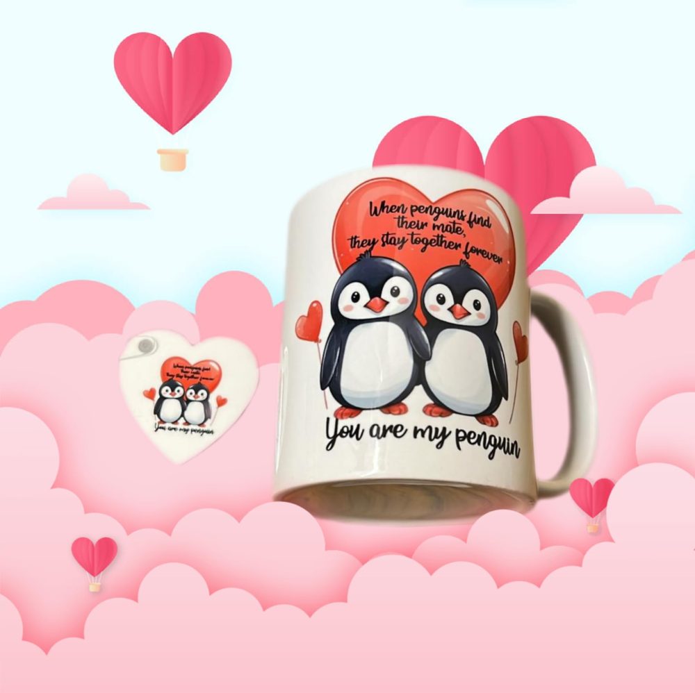 You are My Penguin Girlfriend Boyfriend Valentines Matching Mug and Keyring Gift Set for Him or Her - Penguin, Valentine's Day, Birthday Present, Anniversary Christmas 11oz Ceramic Mug Cups - Image 2