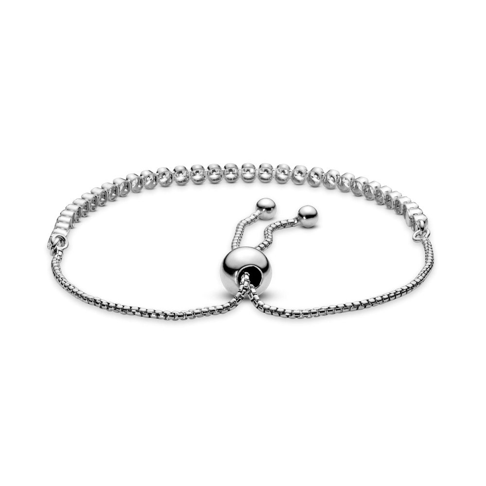 PANDORA Timeless Women's Sterling Silver Sparkling Slider Bracelet for Charms, Size 23, With Gift Box - Image 5