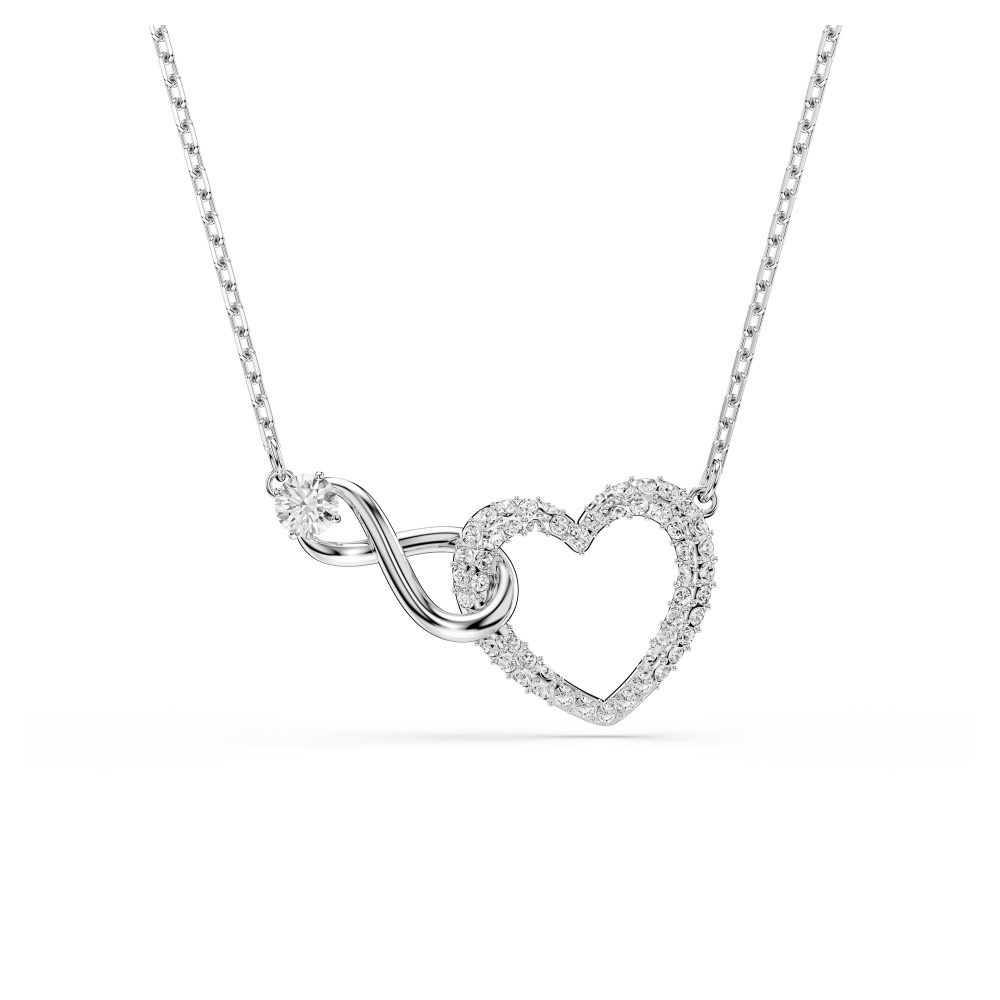 Swarovski Hyperbola Pendant Necklace, Heart and Infinity Motif with Clear Pavé Crystals in a Rhodium-Finished Setting, Part of the Hyperbola Collection