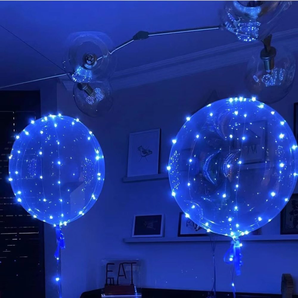 Light up Led Balloons, Clear Bobo Transparent Balloons for Party, Birthday, Anniversary, Wedding (with battery, Blue) - Image 6