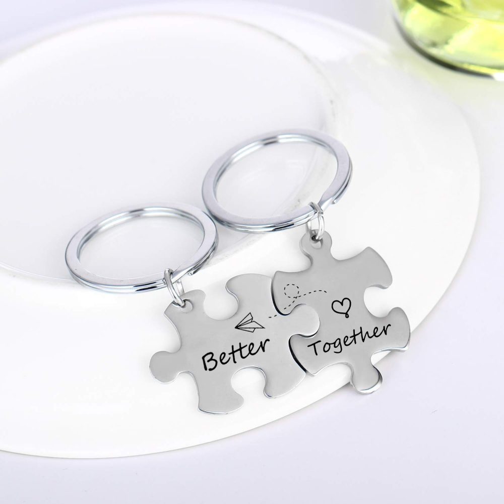 MADHAHEFU Couple Keyrings Boyfriend Girlfriend Gift Husband Keychain Valentine Day Gift Love Puzzle Jewellery (Better Together) - Image 4