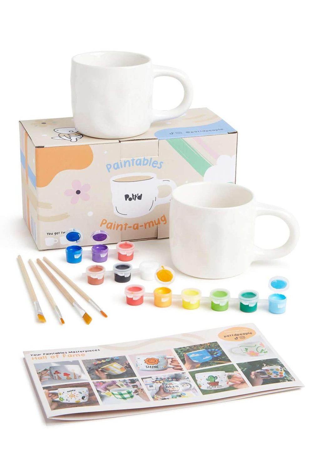 Pott'd Paintables Paint-a-Mug Kit Double Pottery Painting Kit for Adults Ceramic Painting Kit Includes Mugs, Paints, Brushes and Painting Inspiration Guide - Image 2