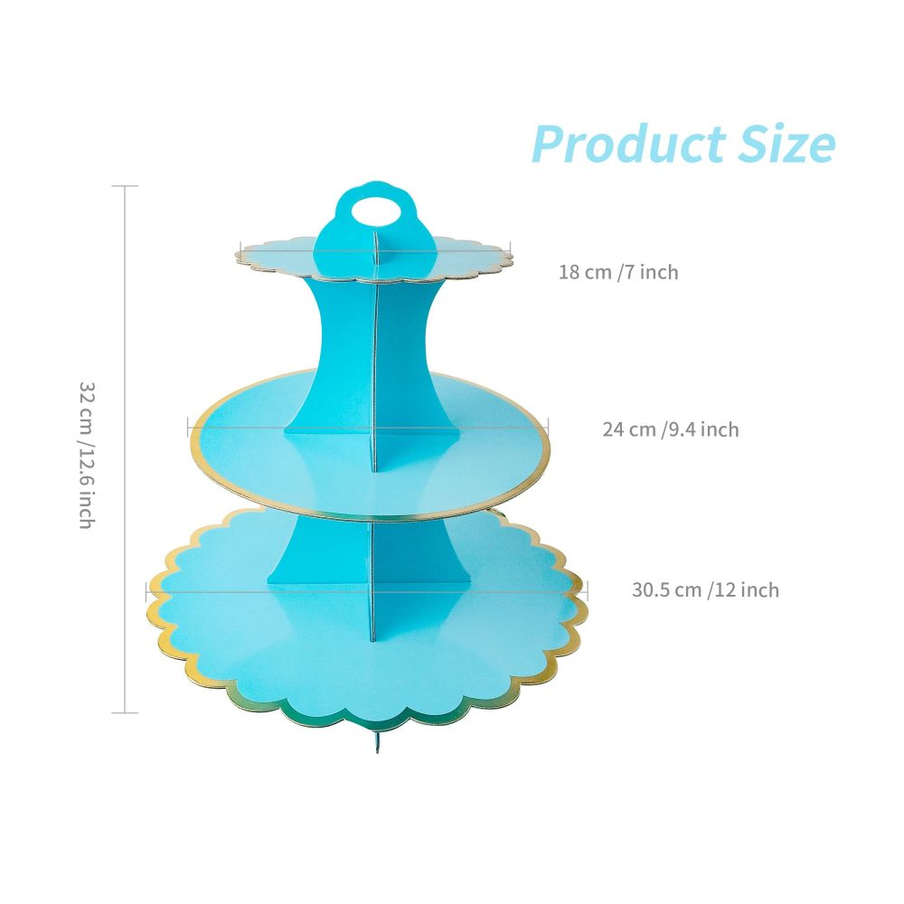 5 Set of Cake Stands for Afternoon Tea, 3-Tier Cake Stand Cardboard Cupcake Stands Round Dessert Tower for Birthday Party, Wedding, Anniversary - Image 7