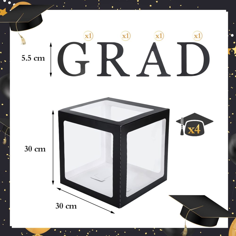 KESOTE Graduations Balloons Box, Class of 2024 Congratulations Grads Party Backdrop Transparent Balloons Boxes for High School College Master PhD. Graduation Party - Image 8