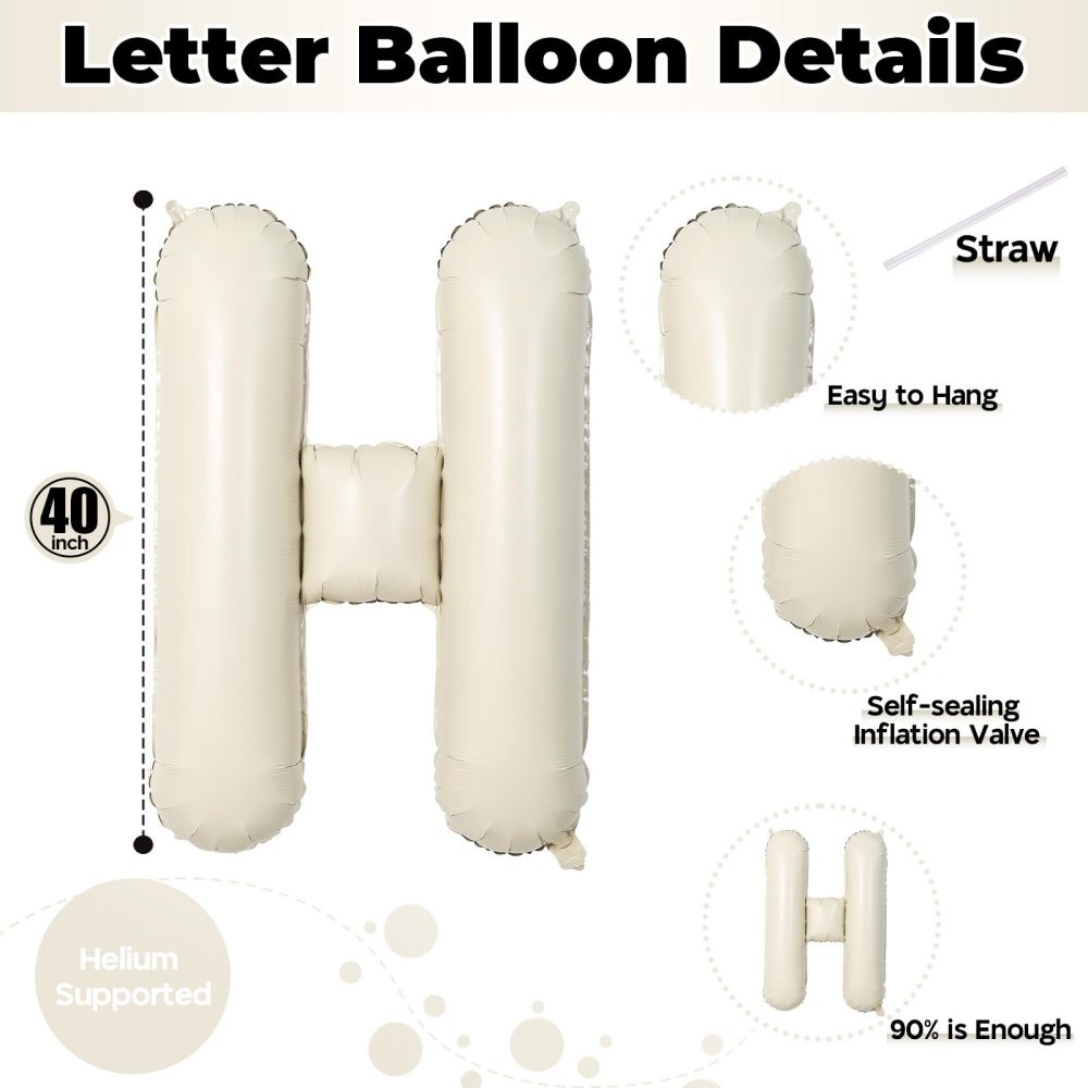 40 Inch Beige OH BABY Balloon for Baby Shower, Large Cream White Oh Baby Balloons Letters with Ribbon, Neutral Ivory Alphabet Oh Baby Balloon Banner Sign for Gender Reveal Backdrop Party Decorations - Image 7