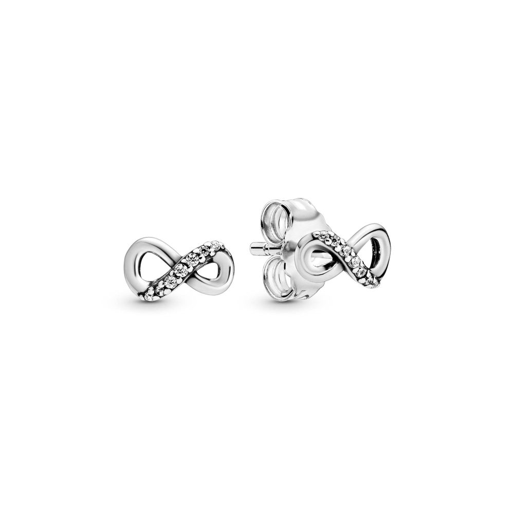 Pandora Moments Women's Sterling Silver Sparkling Infinity Stud Earrings, With Gift Box - Image 4