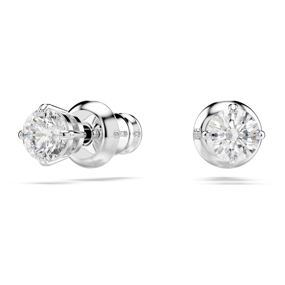 Swarovski Attract stud earrings, Round cut, Small, White, Rhodium plated - Image 6