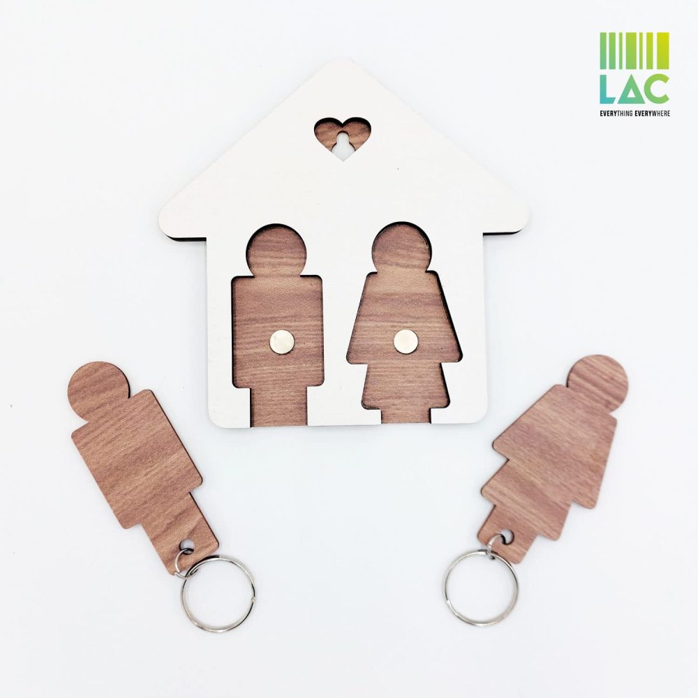 LAC Key Holder for Wall Mounted with 2 Magnetic Couples Keyrings - His and Hers Gifts for Christmas - House Warming Gifts New Home - Image 3