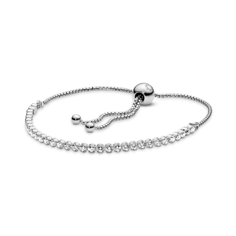 PANDORA Timeless Women's Sterling Silver Sparkling Slider Bracelet for Charms, Size 23, With Gift Box - Image 6