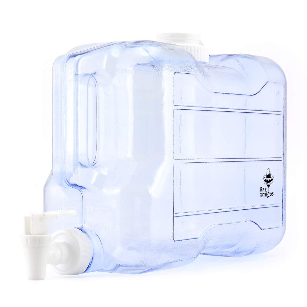 5.5 L Water Container Tap Desktop Dispenser - by Bar Amigos Plastic PETG Fridge Beverage Tank Liquid Drink Refillable Shelf Tap Great for Office Camping Juice Drinks Cocktail Holds 5.5 litres