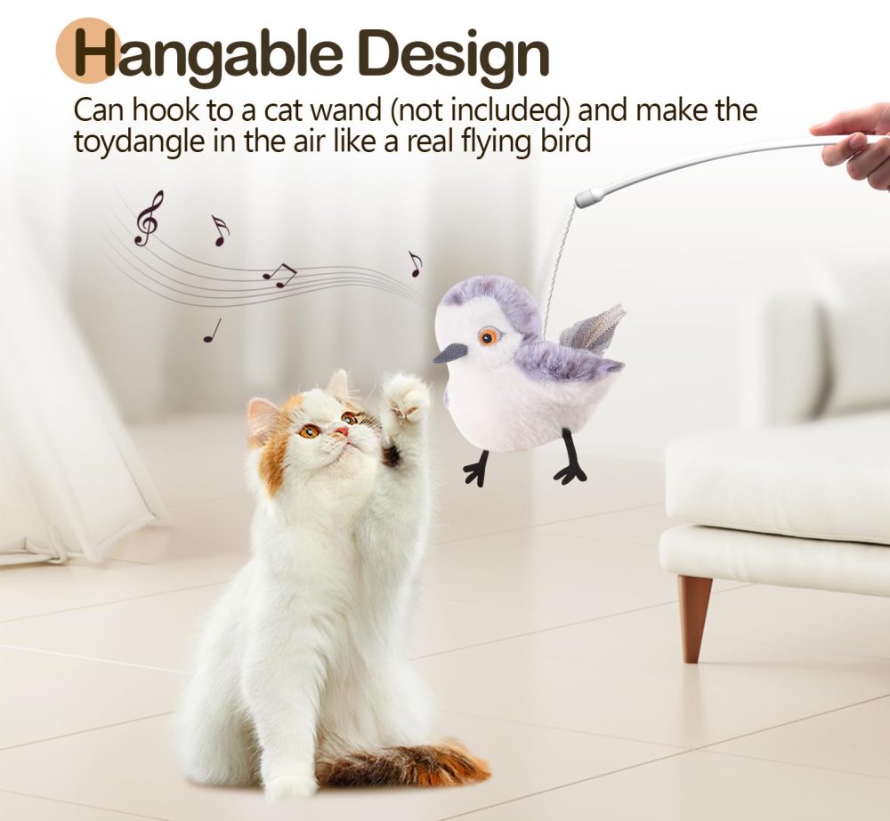 Migipaws Cat Toys Flapping Bird, Lifelike Sandpiper Chirping,Touch Activated KittenToy,Interactive Cat Toy for All Breeds Cat Kicker,Catnip Toys,Rechargeable - Image 2