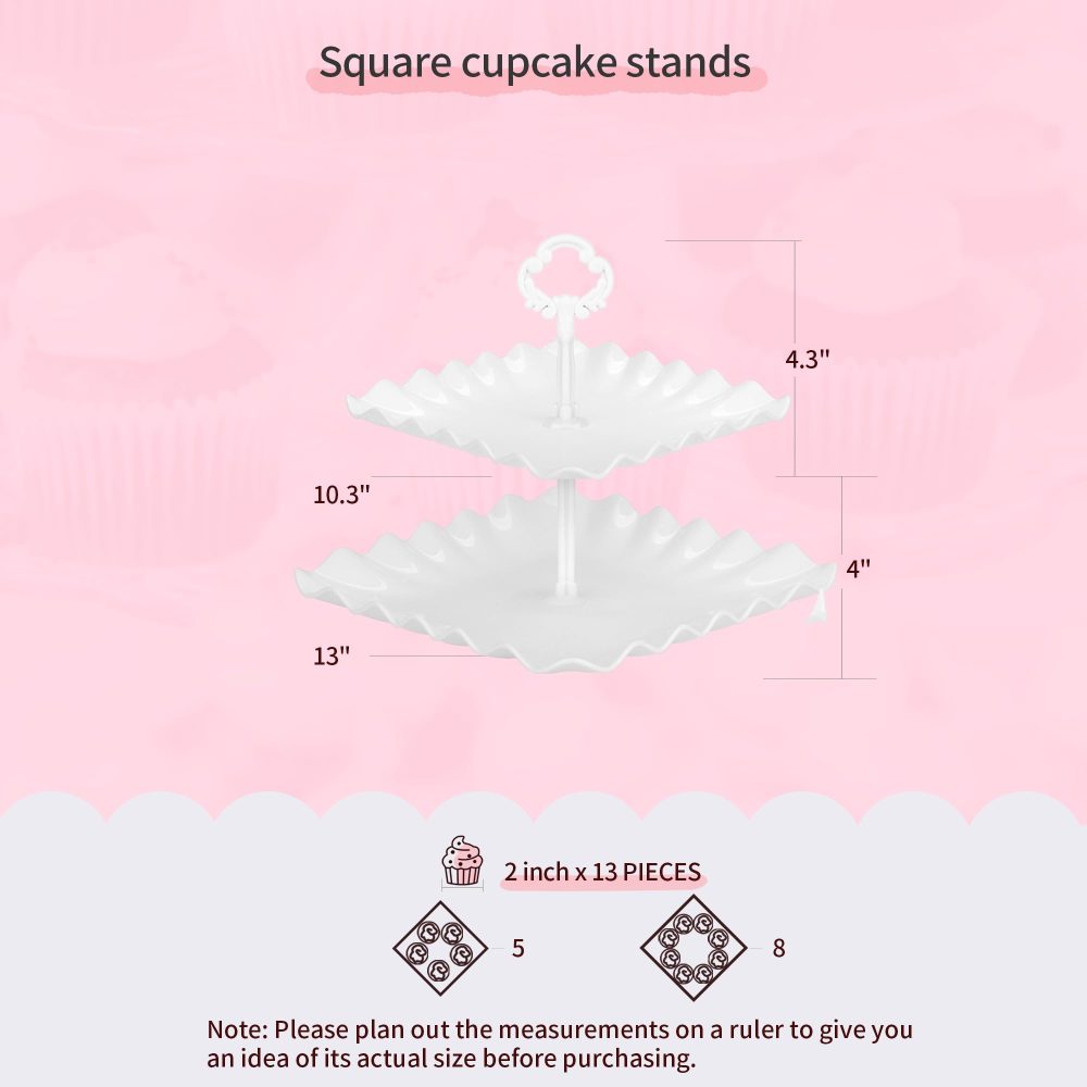 NWK Pack of 10 Reusable Cake Stand, Cupcake Stand, with 2X Large 2-Tier Cupcake Stands + 2X Large 3-Tier Cupcake Stands + 4 x Appetizer Trays +2 x Cake Pop Stands Perfect for Birthday - Image 7