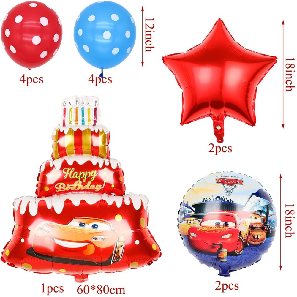 Balloon 13pcs Cars Lightning Birthday Set Super Shape Foil Balloon Lightning Cars Birthday Decorations for Kids Racing Car Party Birthday Party Decorations Supplies - Image 4