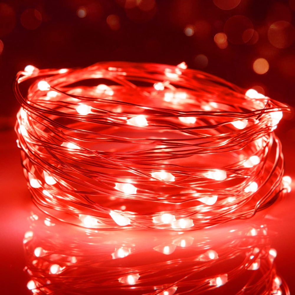 cshare Valentines Decorations Fairy Lights, 9.8ft/3m 30LEDs Fairy Lights Battery Silver Copper Wire DIY Christmas Halloween Decoration for Bedroom Party Festival Indoor Valentines Gifts for her (Red)