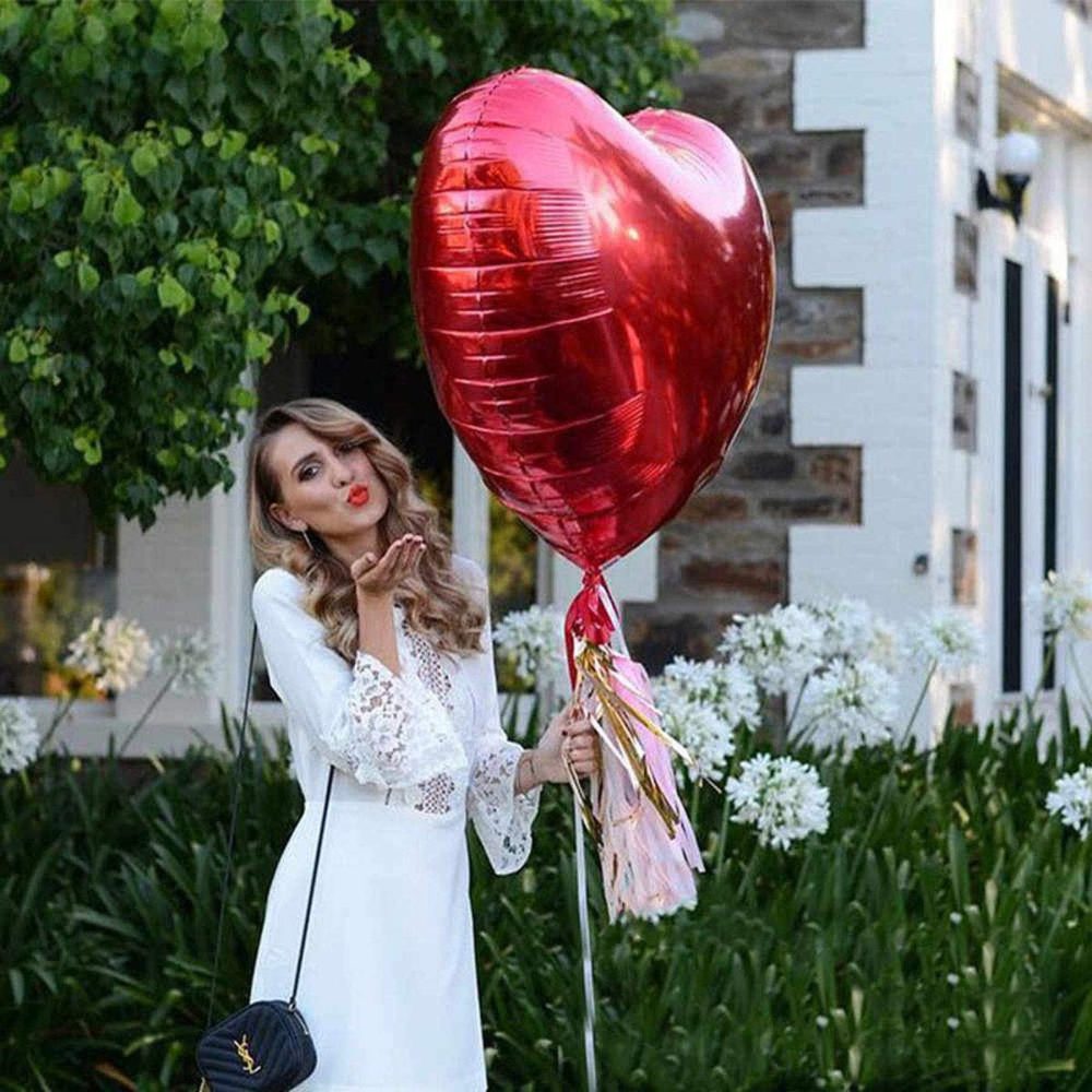 Heart Foil Balloon XXL for Helium or Air, Giant Red Heart Shaped for Romantic Decoration Wedding Proposal Valentine’s Day Decorations and Engagement Party - Image 2