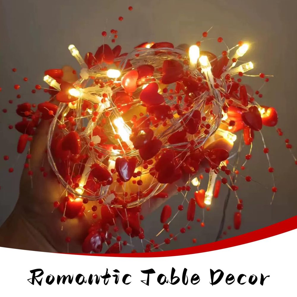 Twinsun Valentines Decorations String Lights, Romantic Valentines Day Decorations 10Ft/3M 30LED Battery Powered Fairy String Light, Red Ambiance Heart Lights for Wedding Valentines Day Decor - Image 4