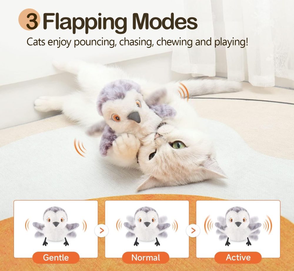 Migipaws Cat Toys Flapping Bird, Lifelike Sandpiper Chirping,Touch Activated KittenToy,Interactive Cat Toy for All Breeds Cat Kicker,Catnip Toys,Rechargeable - Image 5