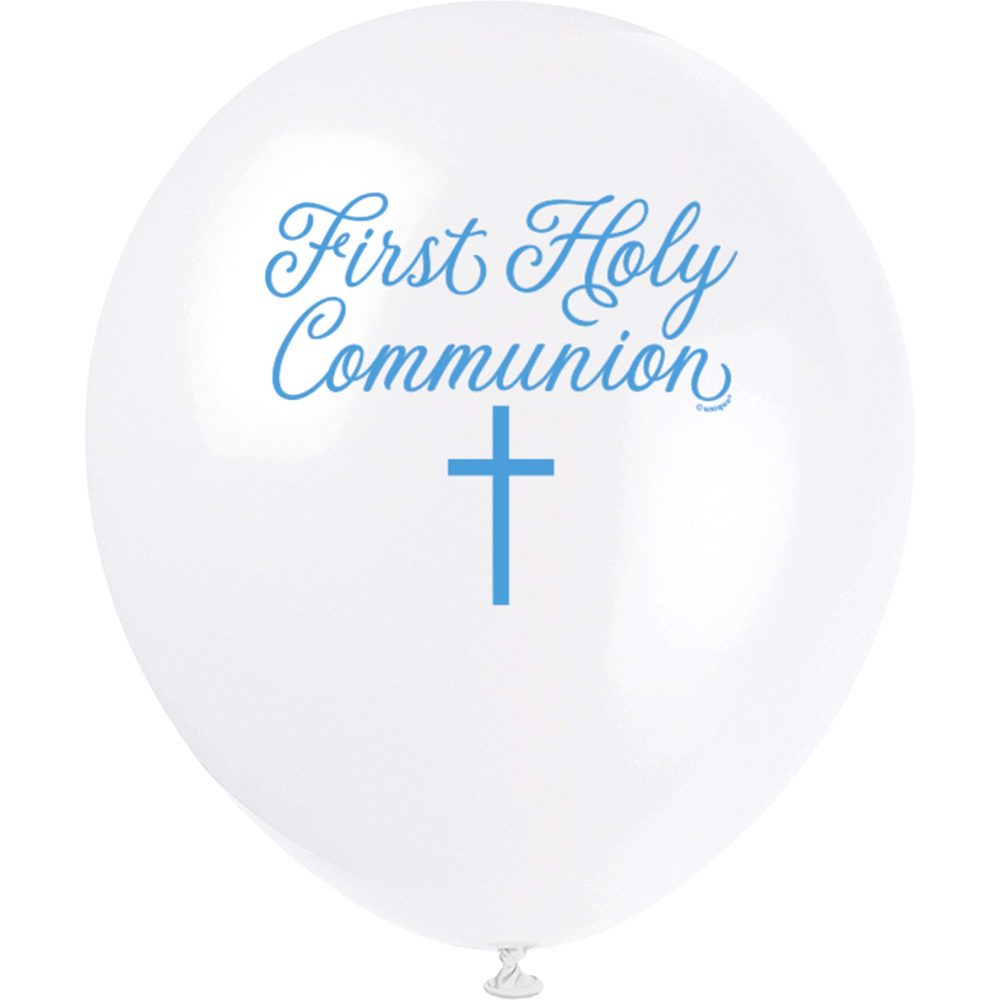 Fancy Blue Cross First Holy Communion Latex Balloons (30cm) - Vibrant & Elegant Celebration Decorations for a Memorable Event - 8ct - Image 2