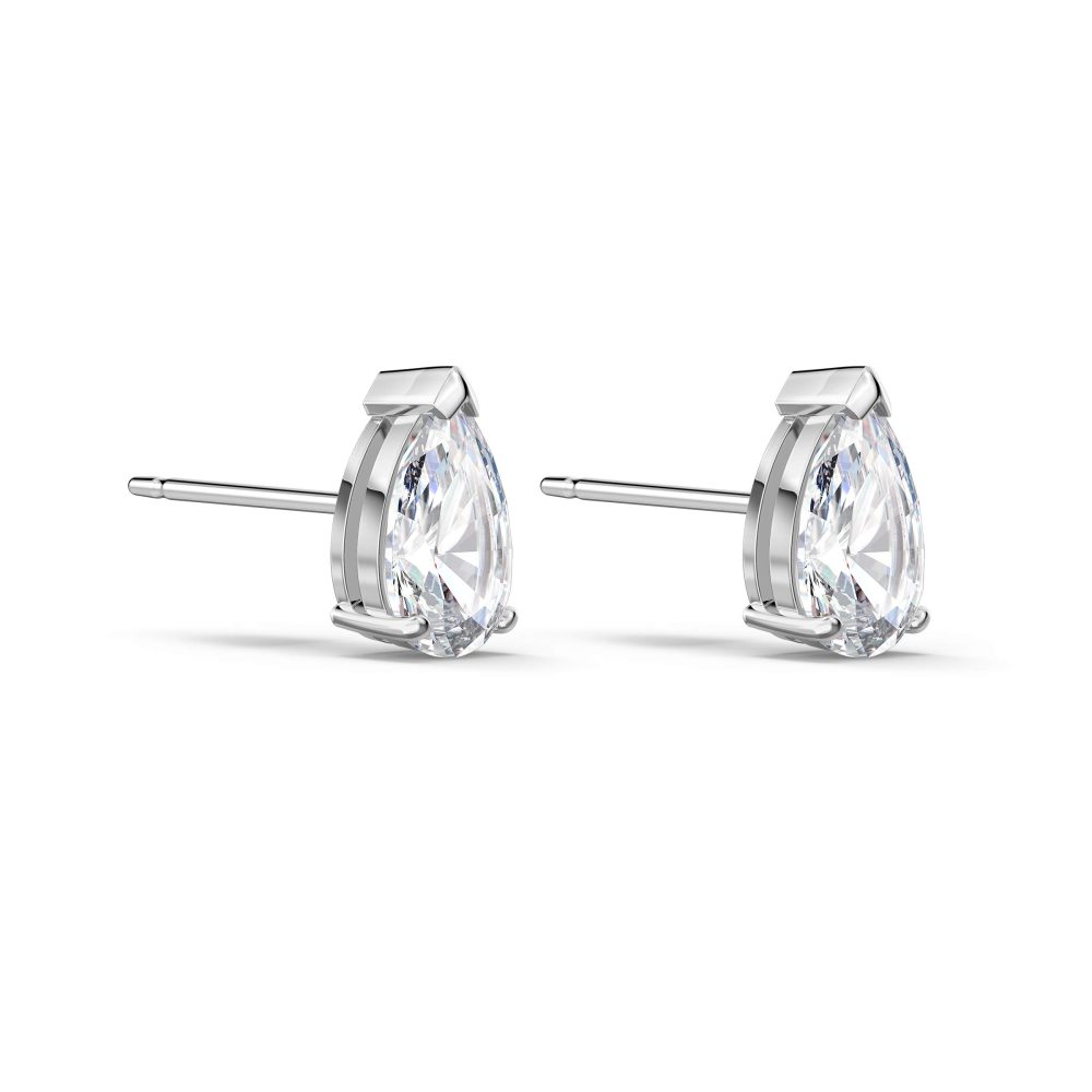 Swarovski Attract Pear Shaped Pierced Stud Earrings with Clear Crystals on a Rhodium Plated Setting, a Part of the Attract Collection - Image 5