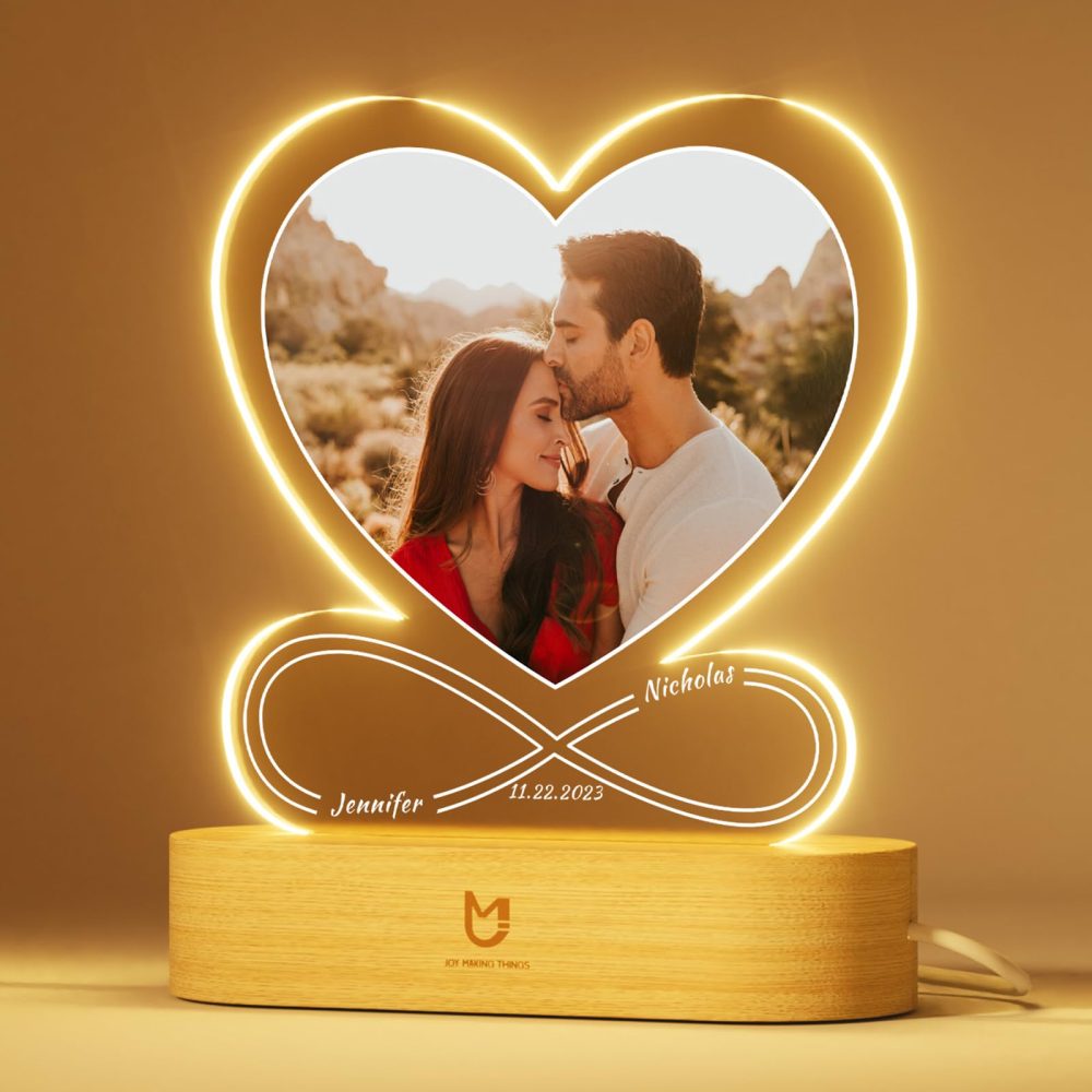 Bemaystar Personalised Gifts Love Lamp - Valentines Gifts for Her Him Girlfriend Boyfriend, Personalised Picture Customised Gifts Anniversary for Couple Men Women - Infinite Love