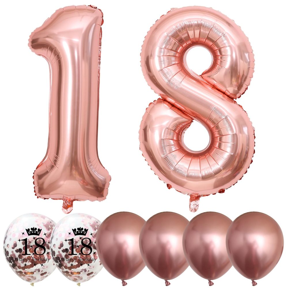 18th Birthday Decorations for Girls, 18th Birthday Balloons with 40 Inch Foil Number 18 Balloon Rose Gold Birthday Print Confetti Balloons Metallic Latex Balloons Set for 18 Birthday Decorations - Image 2