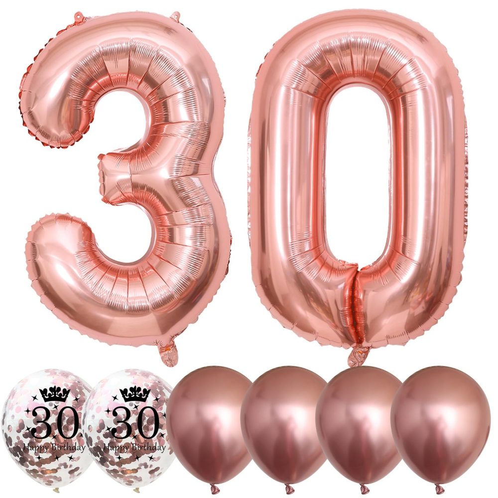 30th Birthday Decorations for Women, 30th Birthday Party Decorations with Giant Foil Number 30 Balloon Birthday Print Confetti Latex Balloon Metallic Rose Gold Balloon for 30th Birthday Balloons Decor - Image 2