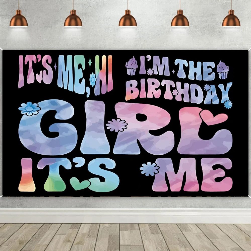 Music Theme Birthday Party Banner - 'Its Me Hi Im The Birthday Girl Its Me' Backdrop for Singer Party Decorations, Girls Birthday Party Supplies