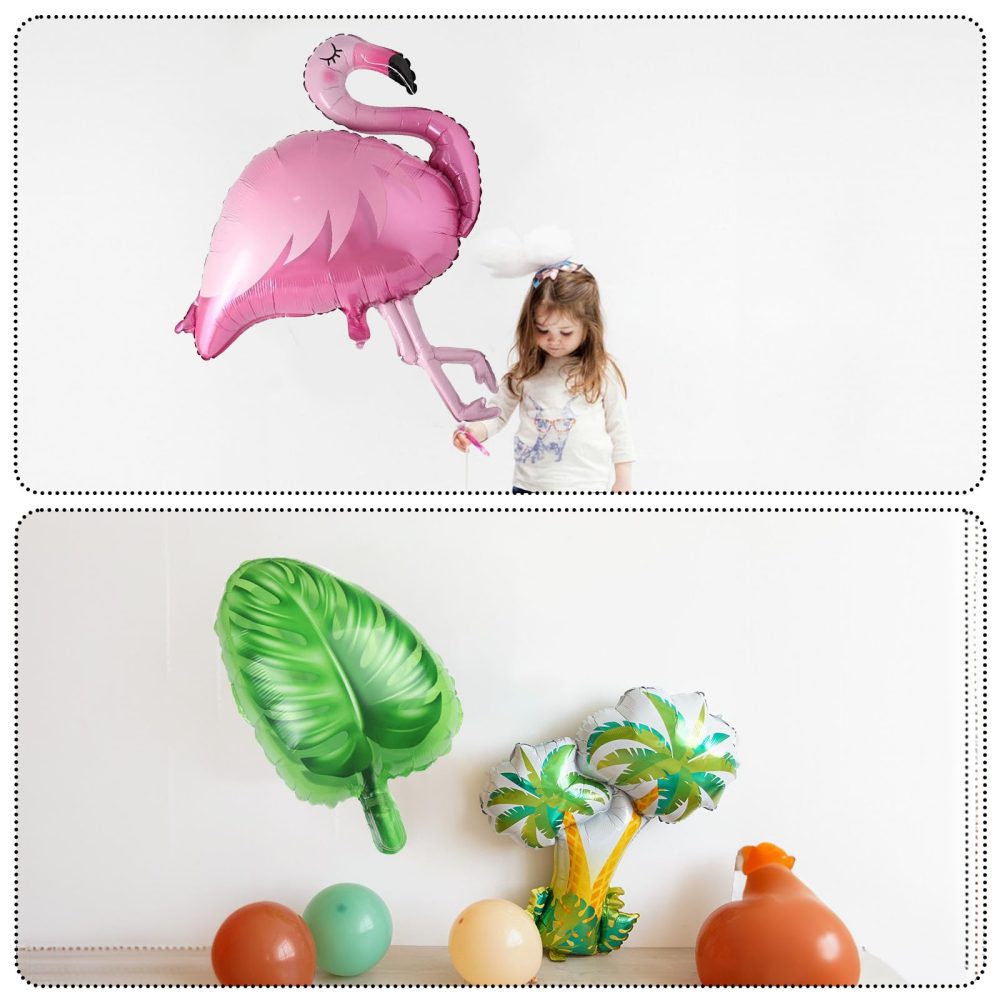 Tropical Balloon Hawaiian Balloons Party Decorations Flamingo Pineapple Coconut Tree Monstera Leaf Mylar Foil Balloon Luau Summer Helium Balloons for Birthday Hawaii Aloha Beach Pool Party Decorations - Image 5