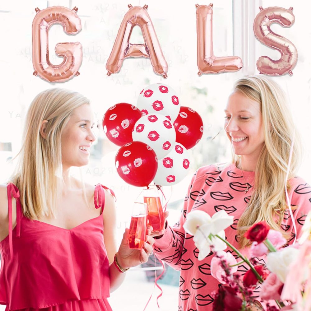 Fangleland Galentines Day Party Decorations Be My Galentine Theme Ladies Celebration Decor Happy Galentine’s Day Banner Red Lips Balloon Heart Garland - Image 4