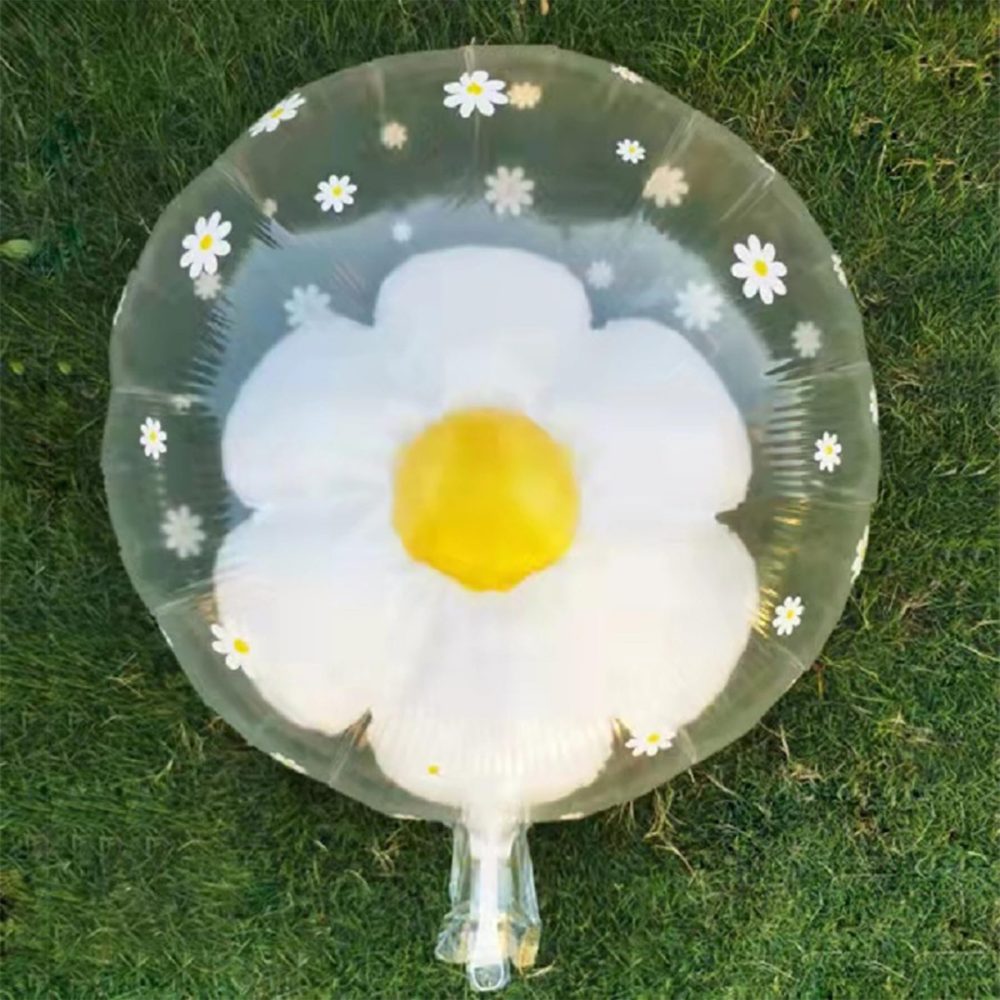 Daisy Balloons - 10pcs Flower Balloons, Daisy Aluminium Balloon Party Decorations, Double Transparent Bubble Daisy Balloon Birthday Decorations, Balloon Decorations Supplies for Birthday Wedding - Image 3