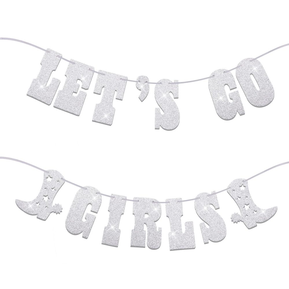 Ouligay Let's Go Girls Banner Nashville Bachelorette Party Decorations Cowgirl Hanging Decorations Cowgirl Birthday Party Supplies for Western Cowgirl Birthday Party