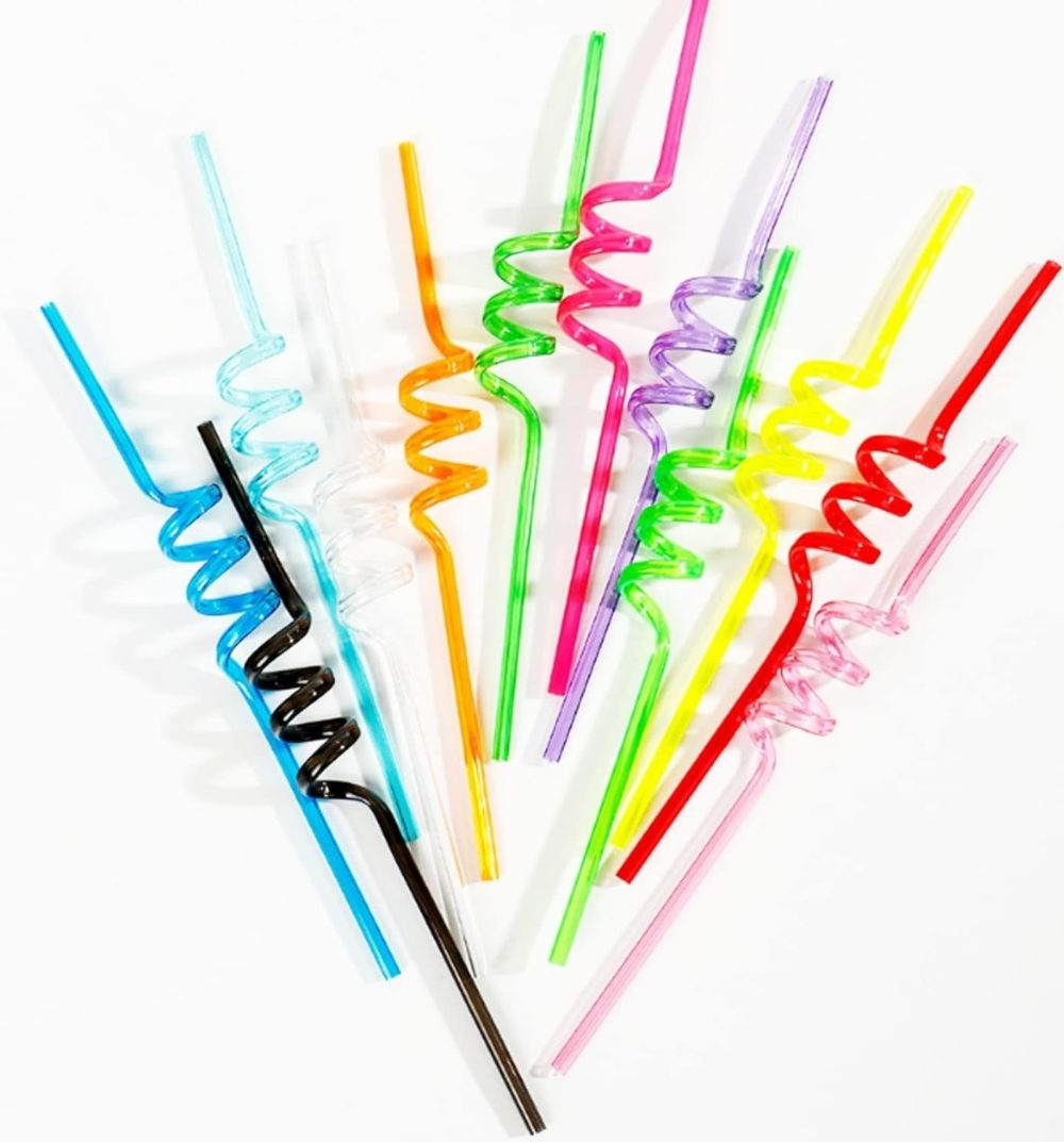 Addein 10 Pieces Curly Straws, Silly Straws, Plastic Straws Reusable, Novelty Curly Party Straws for Kids Birthday, Party Straws for Home Bar Beverage Shop Weddings Birthdays Family Reunion - Image 5