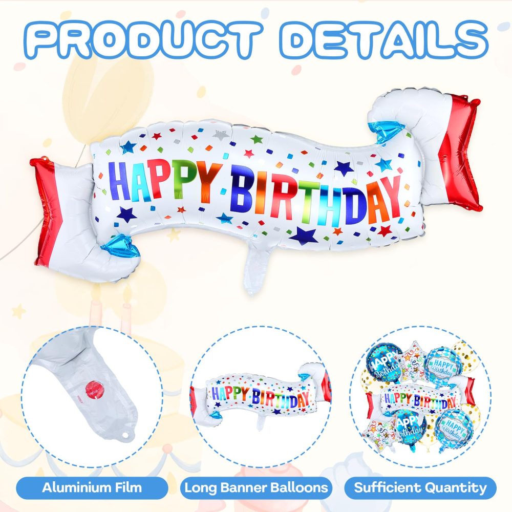 11Pcs Happy Birthday Balloon Set, Colorful Mylar Balloons Foil Birthday Balloons Kit, Star Round Confetti Balloons Happy Birthday Balloon Banner for Birthday Party Baby Shower Decorations Supplies - Image 5