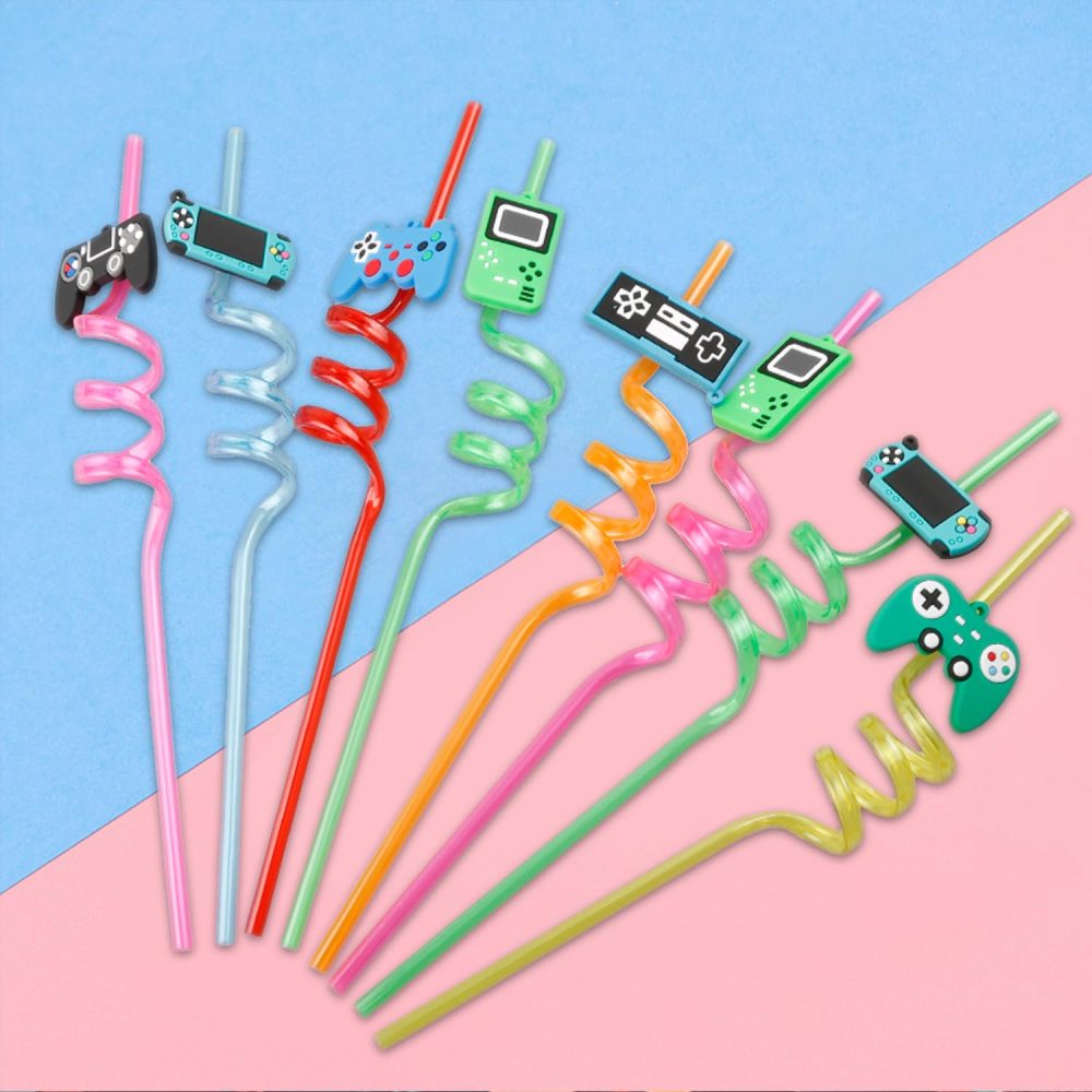 8 PCS Reusable Drink Straws, Plastic Novelty Straws, Game Handle Style Straws, Party Straws, Birthday Party Favour Decoration, Pool Party Supplies - Image 5