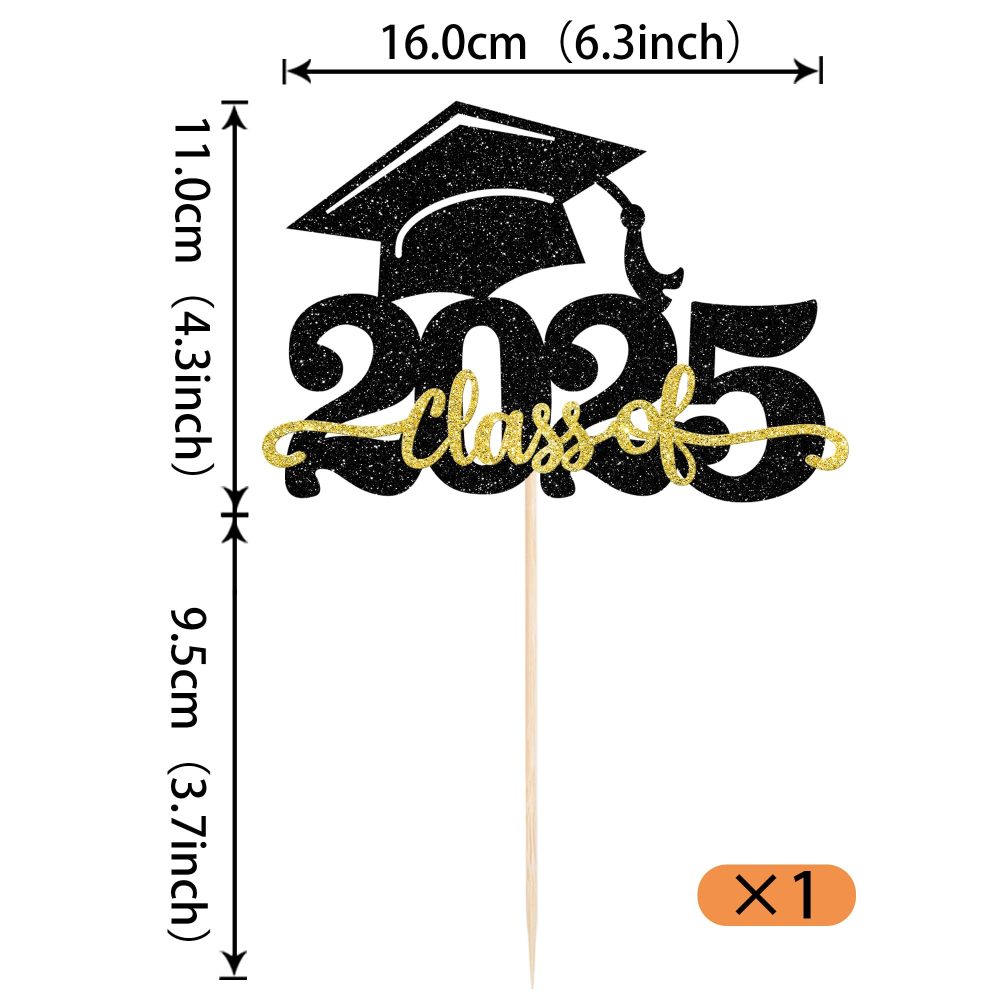 SYKYCTCY 1 Pack Class of 2025 Cake Topper Glitter Congrats Grad Cap 2025 Graduation Cake Pick for 2025 Graduation Theme High School Graduate Party Cake Decorations Supplies - Image 7